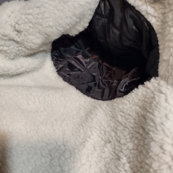 Hanton Black and White Plaid Fleece Sherpa Lined Zippered Hooded Jacket - Picture 4 of 12